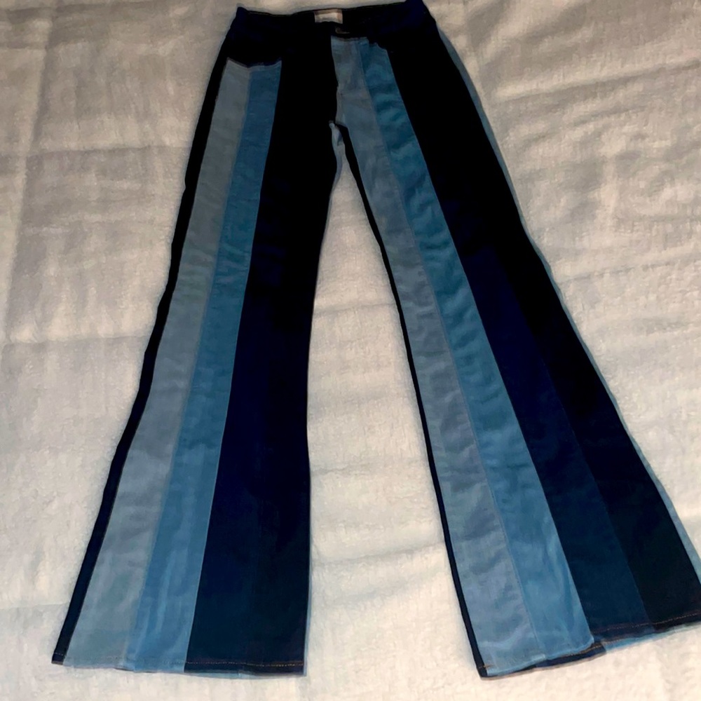 Altar’d State Vertical Striped Multicolor Flare Jeans NWOT - Picture 2 of 7